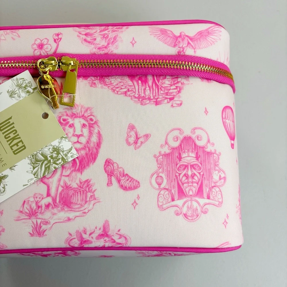 WICKED X Katie Kime Makeup Cosmetic Train Bag NWT HTF Pink Toile Glinda OZ - Picture 9 of 15